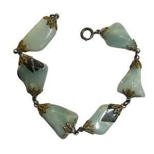 amazonite chunky stone bracelet sterling silver clasp